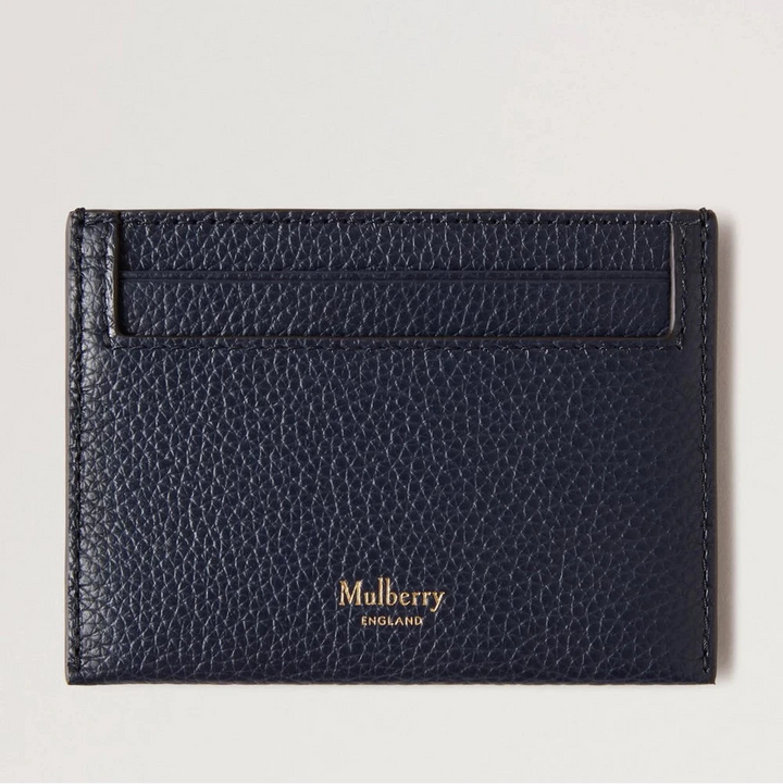 Mulberry Continental Credit Card Slip Night Sky in dark blue leather with golden logo, Model RL4644/205U888.
