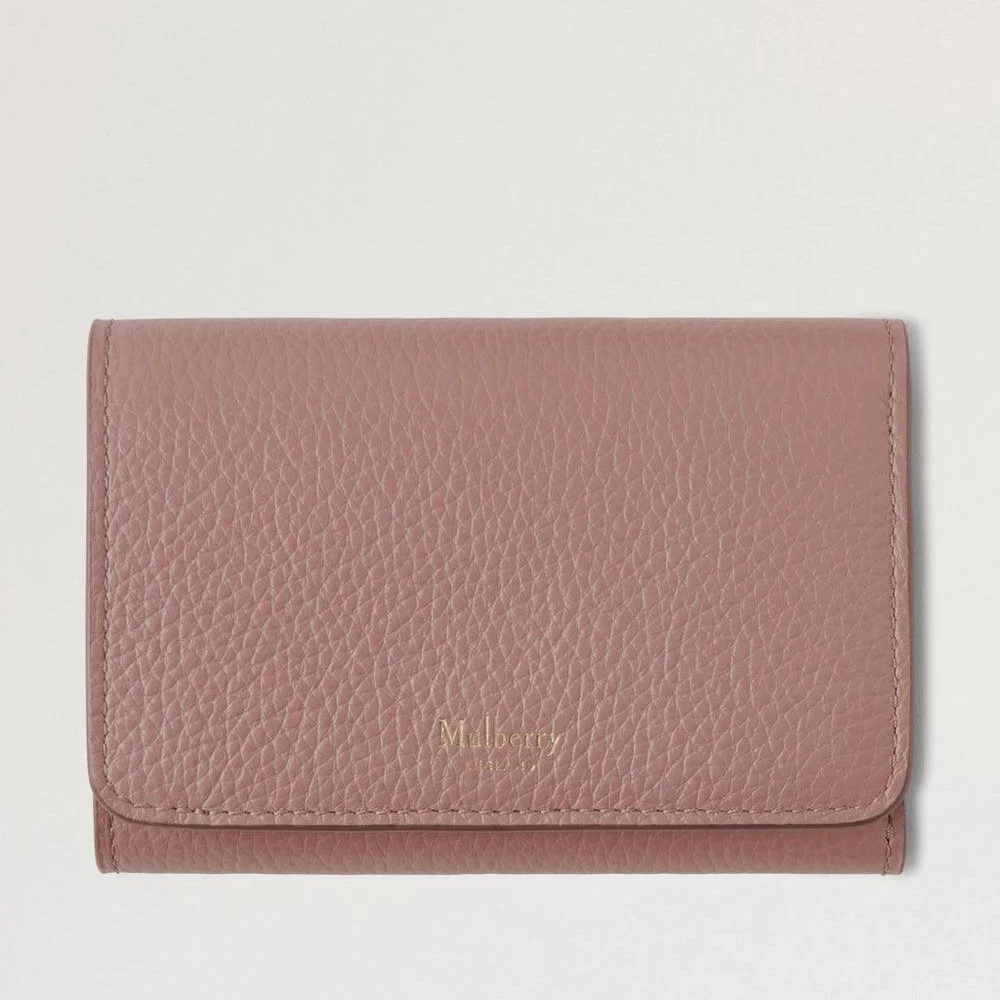 Mulberry Continental Trifold Wallet autumn rose in pink leather, elegant front design. Model RL6824205J997
