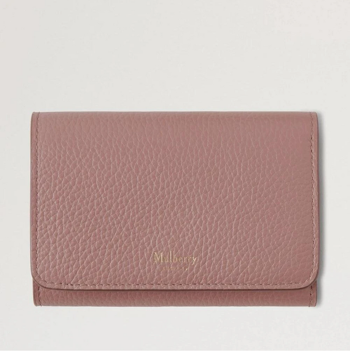 Mulberry Continental Trifold Wallet autumn rose in pink leather, elegant front design. Model RL6824205J997