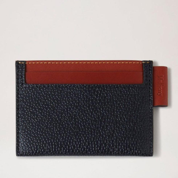 Mulberry Credit Card Slip Eco Scotchgrain Black/Cognac in black embossed leather with cognac details, Model RL7036127A340