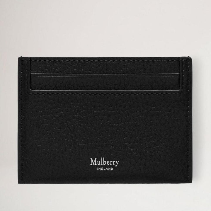 Mulberry Credit Card Slip Small Classic Grain Heritage Black shows elegant black credit card holder in embossed leather. Model RL7399205A100