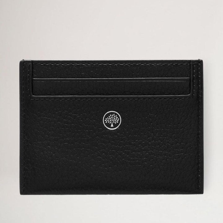 Mulberry Credit Card Slip Small Classic Grain Heritage Black in black embossed leather with discrete logo, Model RL7399205A100