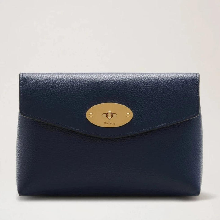 Mulberry Darley Cosmetic Pouch Small Classic Grain Bright Navy with golden detail, Model RL5077205U680