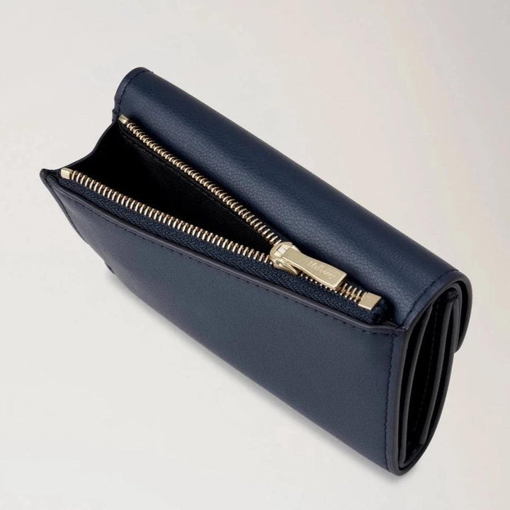 Mulberry Darley Folded Multi Card Wallet Night Sky in dark blue leather with golden zipper, Model RL7820587U888