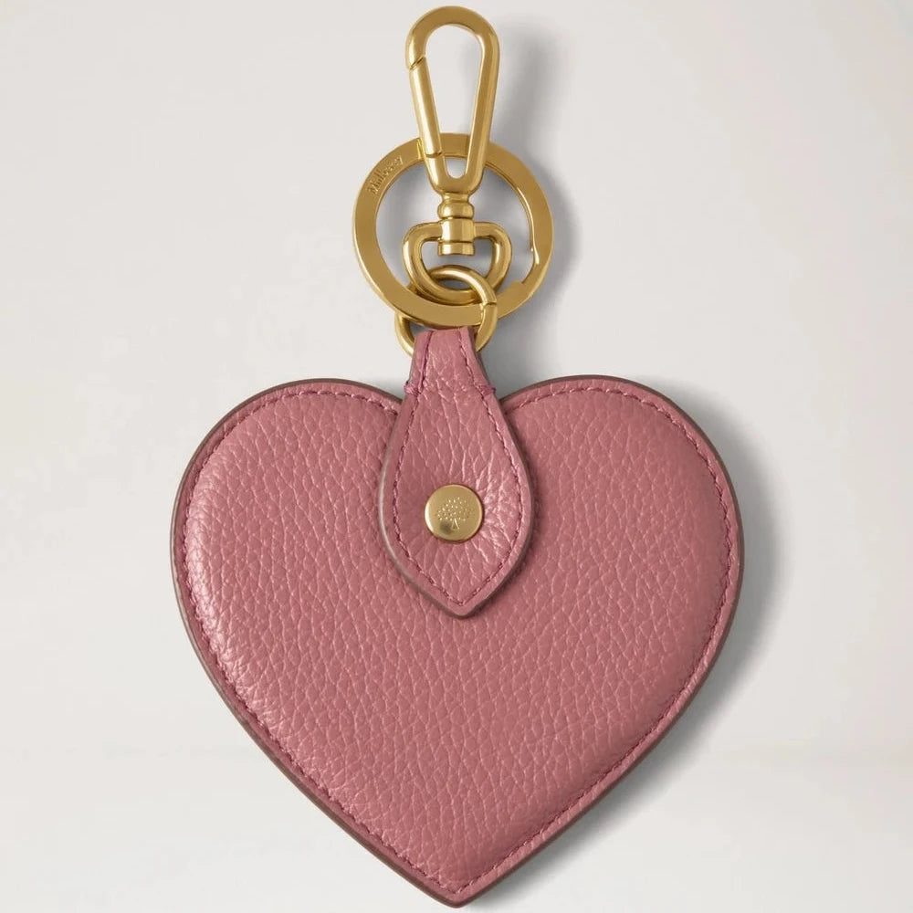 Mulberry Heart Keyring Pink Scrumpy in pink leather with golden metal suspension. Model rk6003205j647