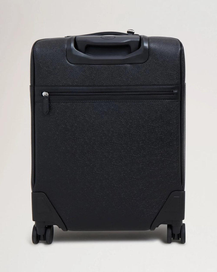Mulberry Heritage 4 Wheel Suitecase Eco Scotchgrain black suitcase with wheels and zip pocket, Model HL5158127A100