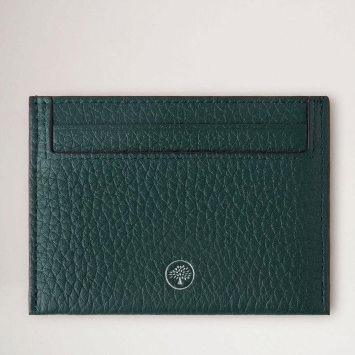 Mulberry Heritage Card Slip in dark green embossed leather with logo on the front. Model RL7777736Q633.
