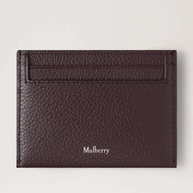 Mulberry Heritage Credit Card Slip Small Classic Grain Ebony features a dark brown leather credit card holder with logo. Model RL4064205A110