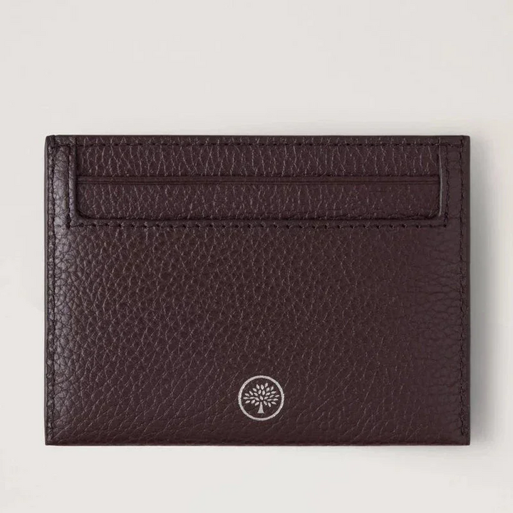 Mulberry Heritage Credit Card Slip Small Classic Grain Ebony, black embossed leather cardholder with coin logo, Model RL4064205A110
