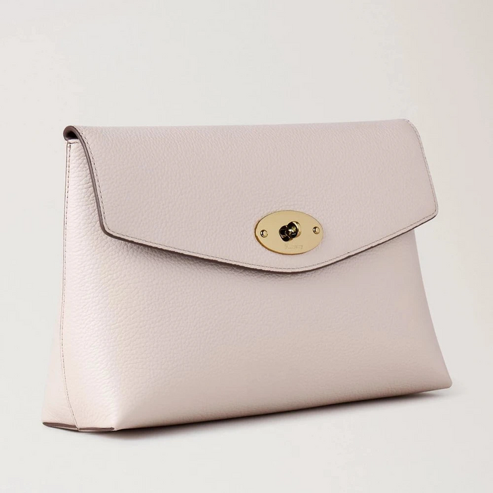 Mulberry Large Darley Cosmetic Pouch Blossom Pink in pink leather with gold detail, Model RL8849205J002