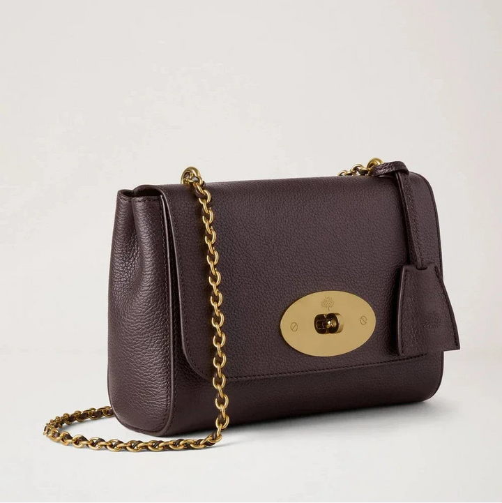 Mulberry Lily Small Classic Grain Ebony with gold colored chain strap and elegant structure Model HH3291205A110