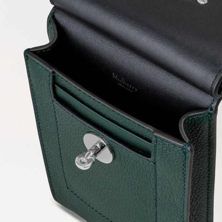 Mulberry Mini Antony Pouch small classic grain in dark green leather, open pocket, Model RL6872205Q633