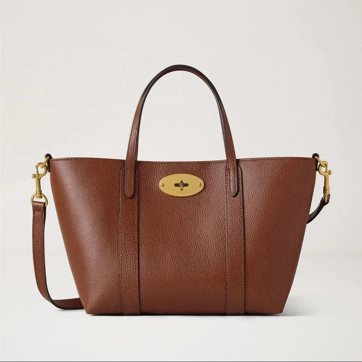 Mulberry Mini Bayswater Tote Small Classic Grain Two Tone Oak in brown leather with gold details, model RL8879552G110.