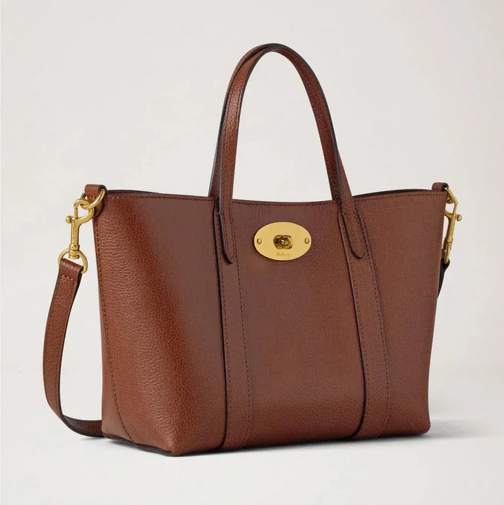Mulberry Mini Bayswater Tote Small Classic Grain two-tone oak leather bag with gold-colored hardware, Model RL8879552G110