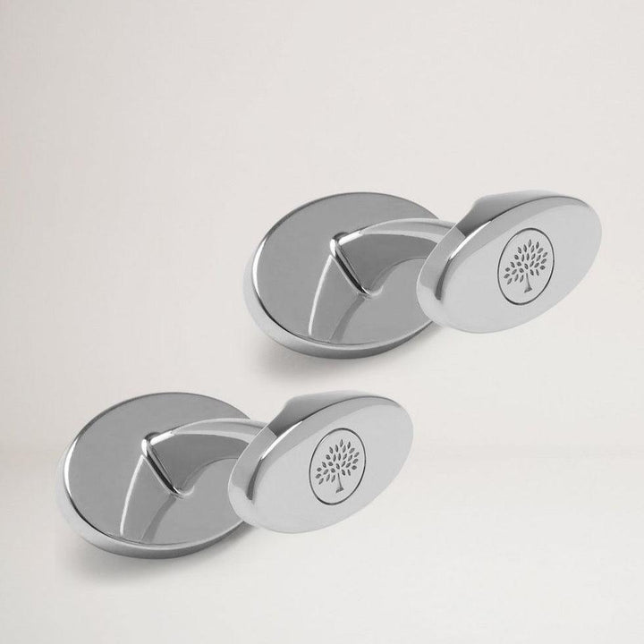 Mulberry Oval Tree and Rivet Cufflinks, oval cufflinks in a shiny silver look with a tree motif. Model QC2262000A100
