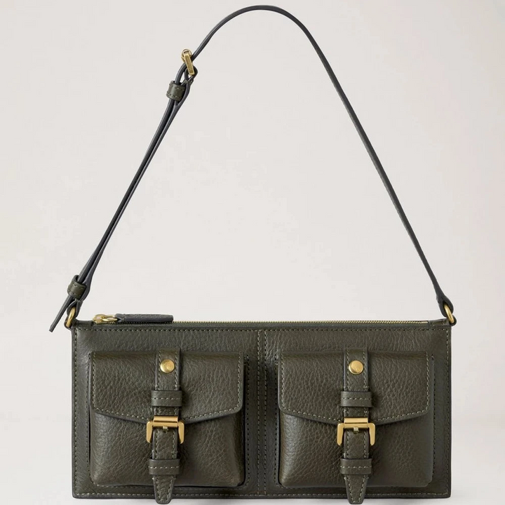Mulberry Roxanne Mini Shoulder Bag Heritage Nvt Juniper Green in smooth leather with two pockets, Model RL8902730Q749