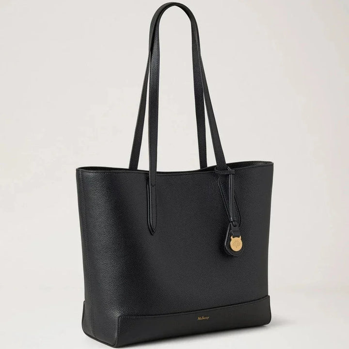 Mulberry Shopper Black Small Classic Grain, black shopper in grained leather with long handles. Model hh9833205a100