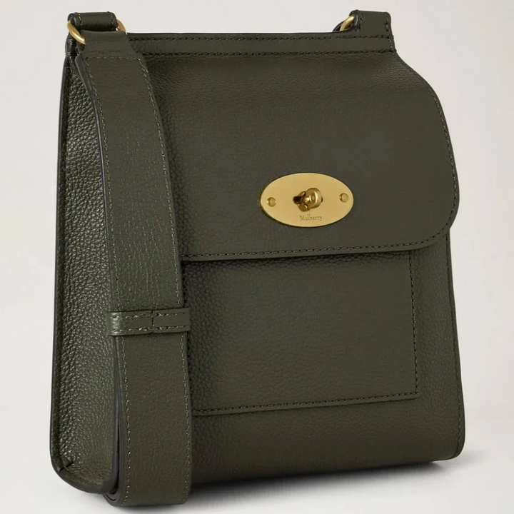 Mulberry Small Antony in juniper green classic grained leather with gold-colored buckle, Model HH9365205Q749