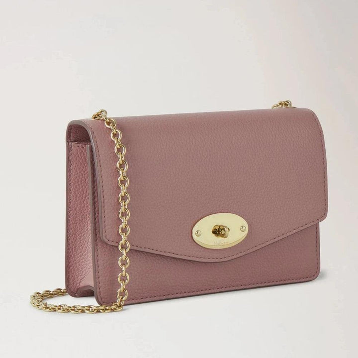 Mulberry Small Darley Autumn Rose Small Classic Grain in pink leather with gold chain, Model RL7791205J997