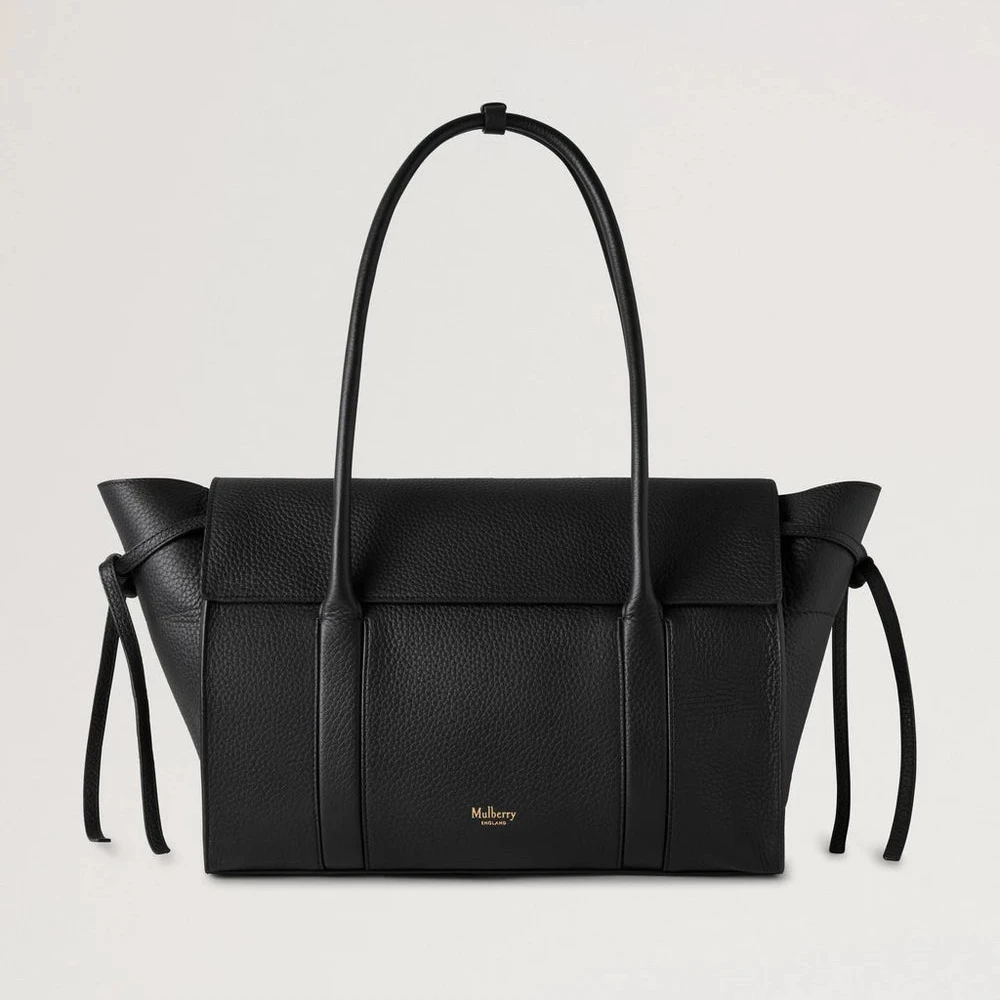 Mulberry Soft Bayswater Black Heavy Grain, large black leather bag with wide handles, Model HH9721736A100.