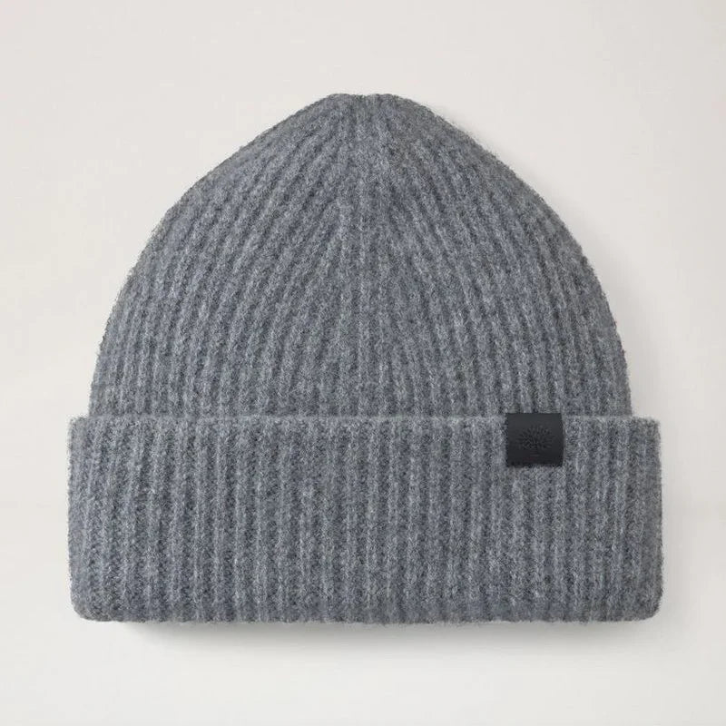 Mulberry Tree Chunky Wool Beanie dark gray in ribbed wool with folded edge, Model VH4157153C912-1