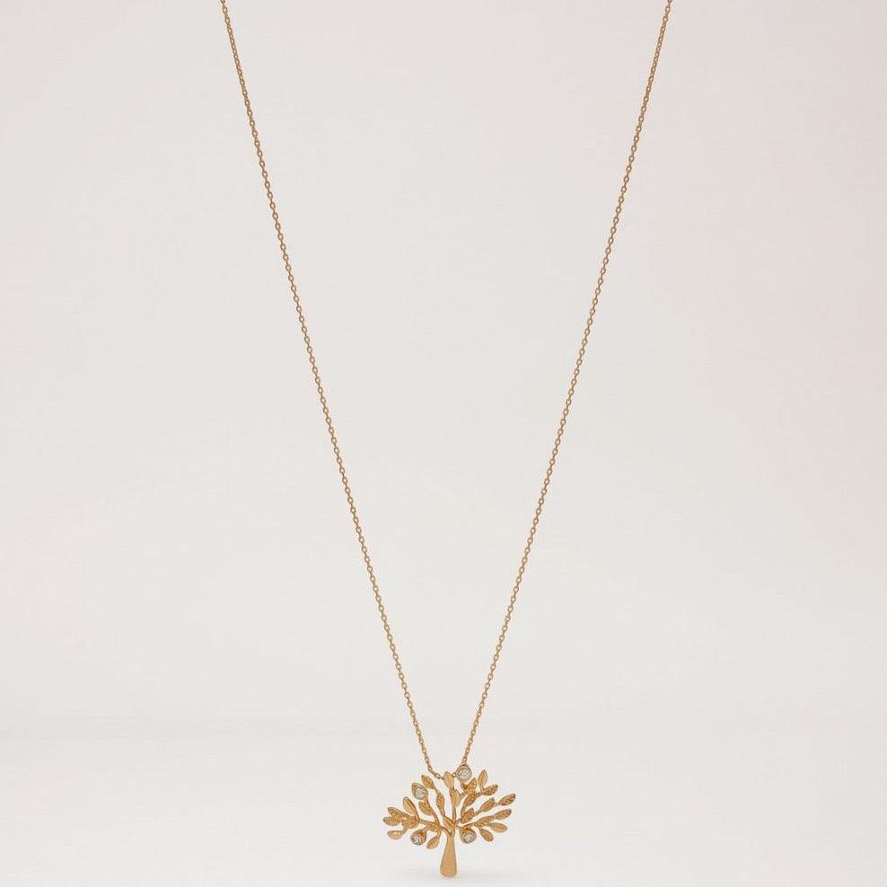 Mulberry Tree Necklace brass necklace with tree pendant in golden brass on light background Model qn2258000n637