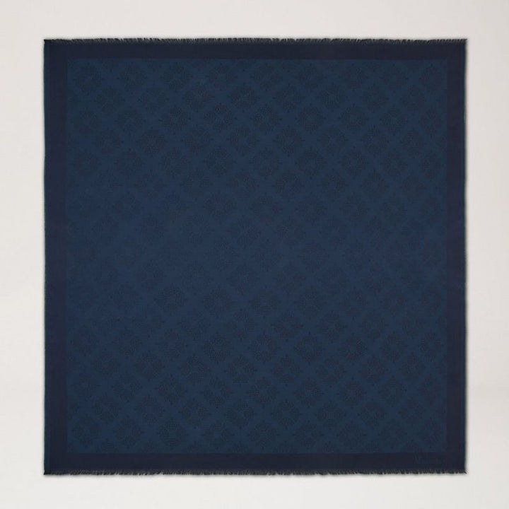 Mulberry Tree Square Night Sky Cotton Silk Blend scarf in dark blue with discreet pattern, Model VS4639709U888