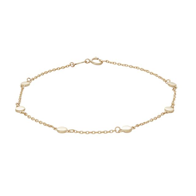 nordahl-andersen-8kt-anklekaede shows an elegant, golden ankle chain with oval links on a white background. Model 60820010300