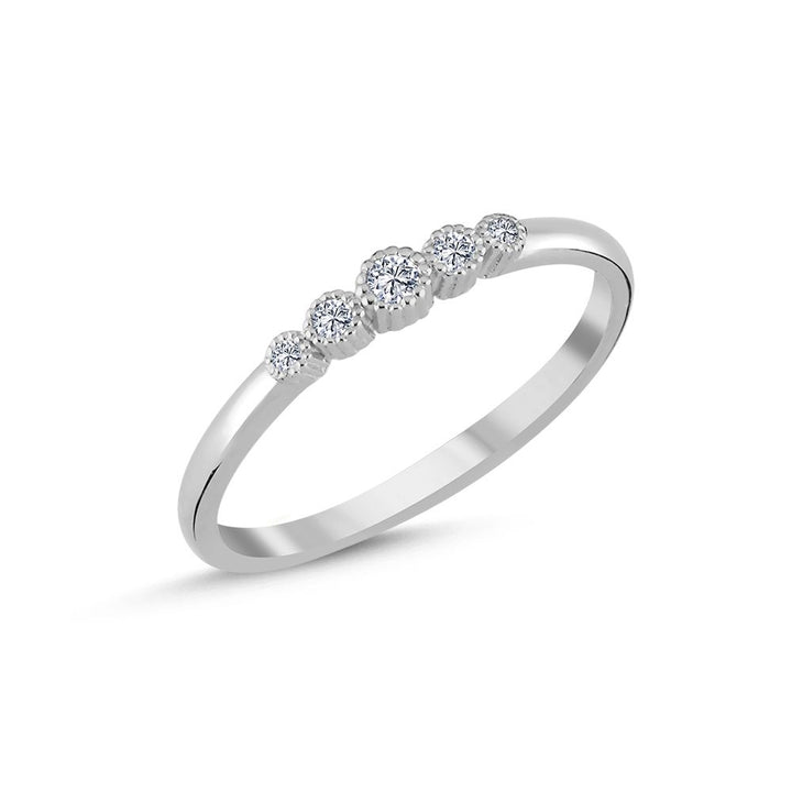 Nuran Athene 14kt white gold ring with diamonds, elegant design with five small diamonds. Model A2564-008HG-001