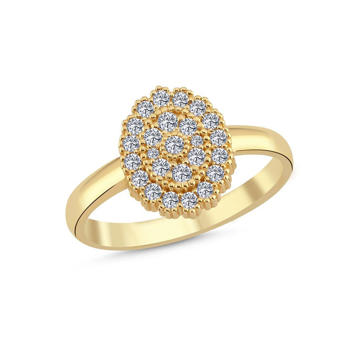 Nuran Athene 14kt ring 0.38ct W/SI is presented with a round cluster of brilliant-cut diamonds in gold. Model a2561-038rg-001.