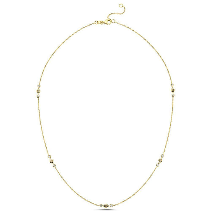 Nuran Champagne necklace with diamonds, elegant gold chain with diamond details. Model V3090CH-035RG.