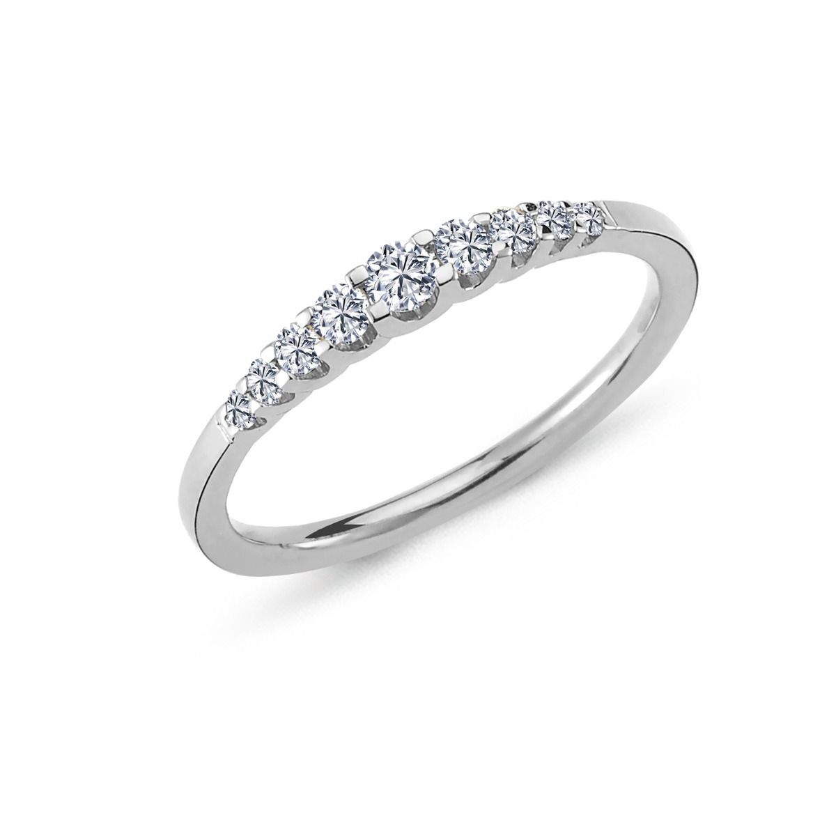Nuran Empire 14kt white gold ring with diamonds, slim and elegant model with clear stones. Model A3010-024HG-001