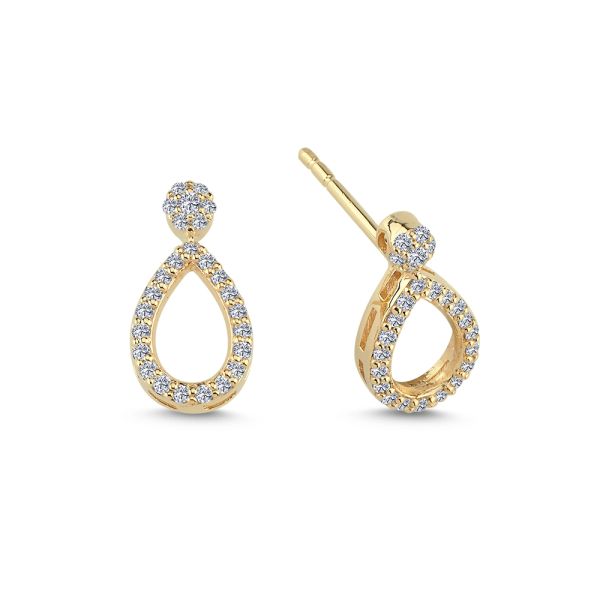 Nuran Mira 14kt ear studs 0.33ct W/SI with drop shape in gold and brilliant-cut diamonds, Model o2503-033rg-1.