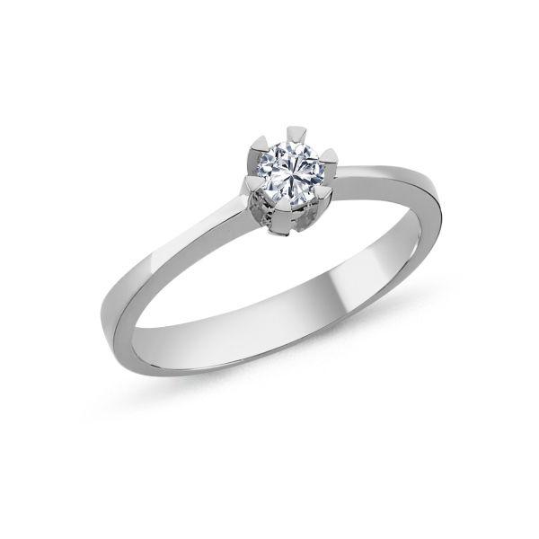 NURAN Star Ring 14kt White Gold 0.05ct W/SI shows an elegant white gold ring with a single diamond. Model L1964-005HG-001