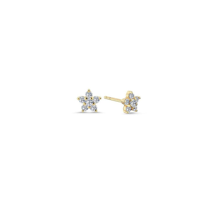 Nuran Stella 14kt Gold Star Studs 0.42ct W/SI shows a set of star studs in gold with sparkling diamonds, Model o2441-042rg-1.