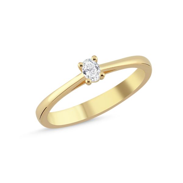 Nuran The One Oval Ring 14 carat gold with 0.13ct W/SI diamond, simple gold ring with oval brilliant. Model L1962-013RG-001