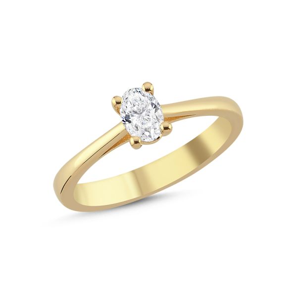Nuran The One Oval Ring 14 carat gold with oval brilliant, elegant and classic design. Model L1962-033RG-001.