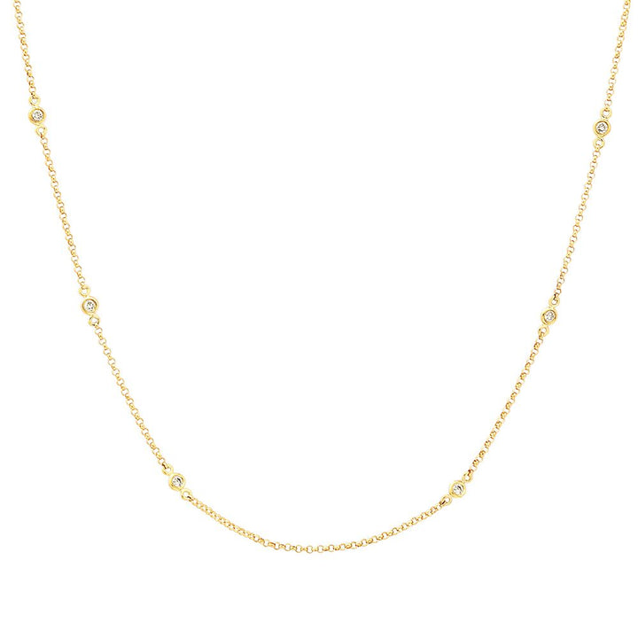 Nuran Zoe 14kt diamond necklace, elegant gold chain with small clear diamonds, Model V1002-0175-RG