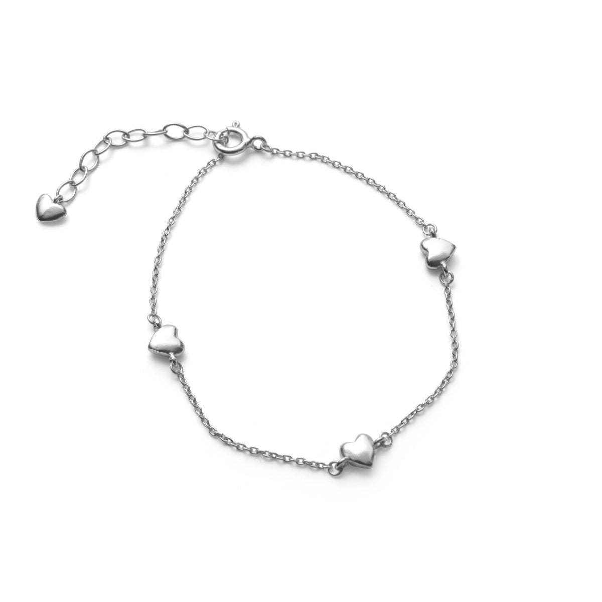 Pernille Corydon Adore bracelet in silver with small hearts, fine chain and adjustable clasp. Model B-508-S-1.