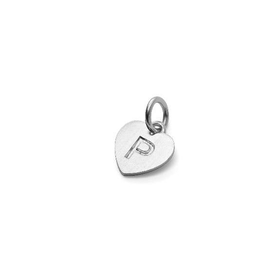 Pernille Corydon Amoure Pendant in silver with engraved P, heart-shaped detail. Model 970-s-001-1.