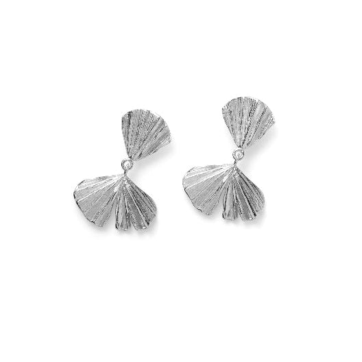 Pernille Corydon Autumn Leaf Earrings in silver with matte finish, organic leaf design. Model E-497-S