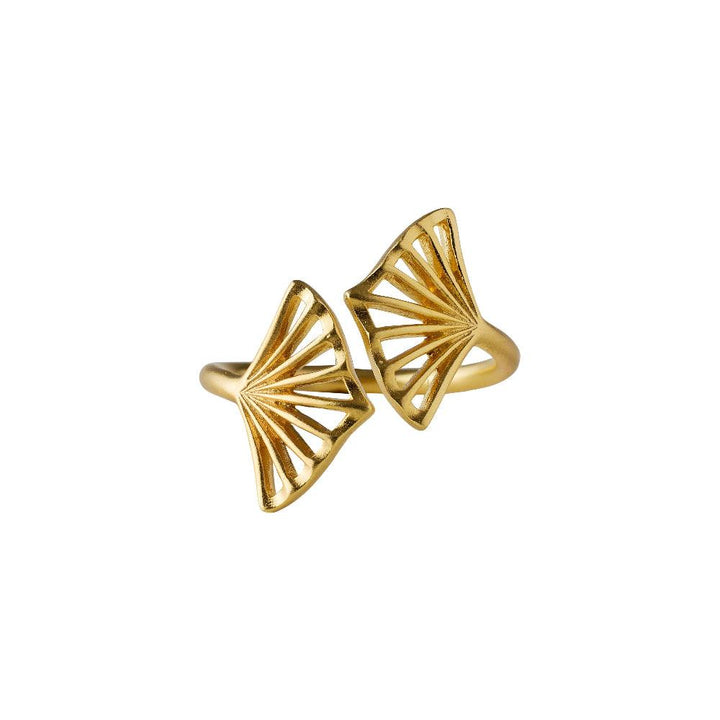 Pernille Corydon Ballerina Gold Plated Silver Ring with Open Fan Shape Design in Gold, Model R-349-GP-003