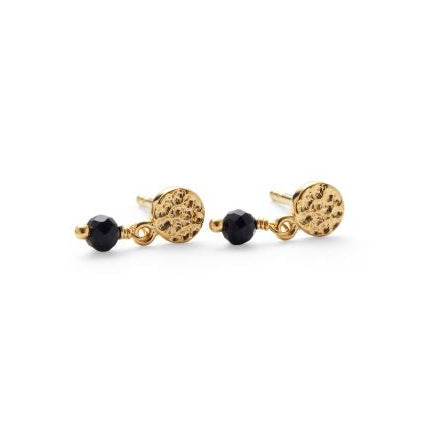 Pernille Corydon Black Nature Earrings in gold-plated silver with black pearl, Model E-395-GP-1.