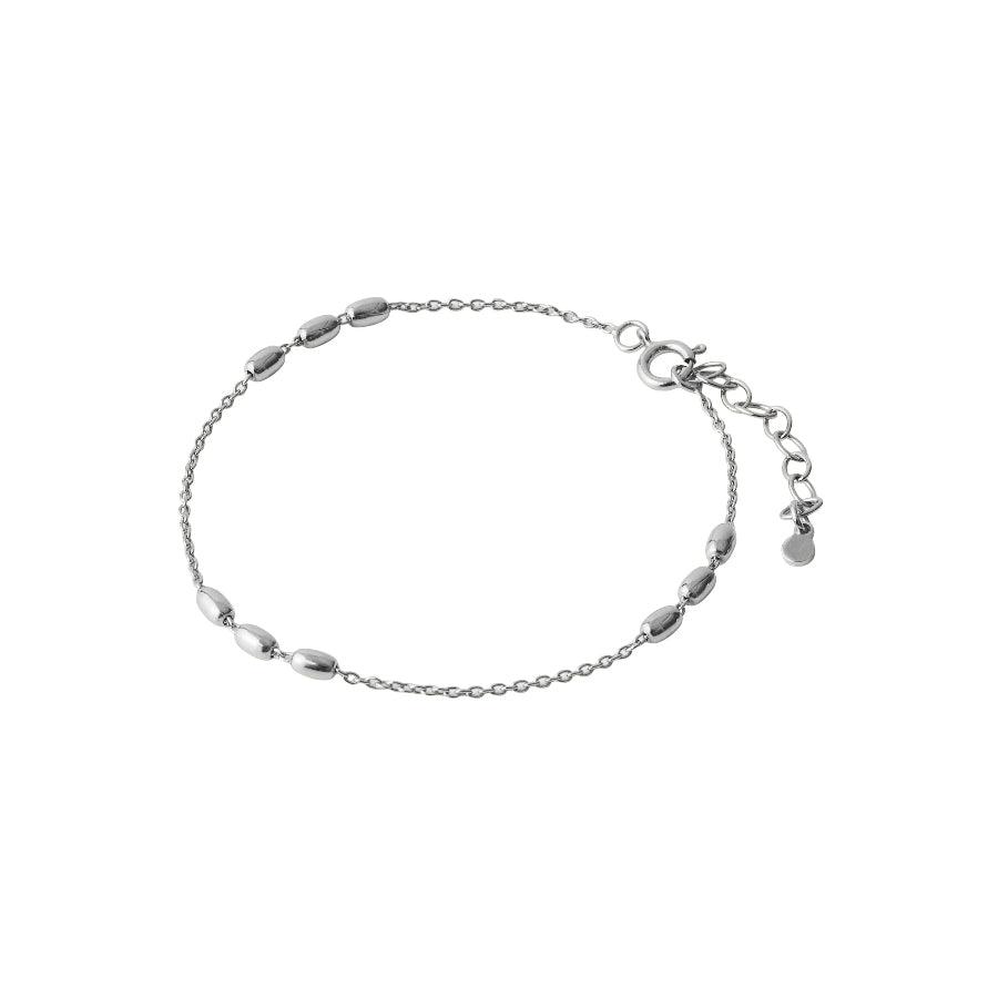 Pernille Corydon Caia bracelet in silver with oval beads, adjustable chain, Model B-730-S-1.