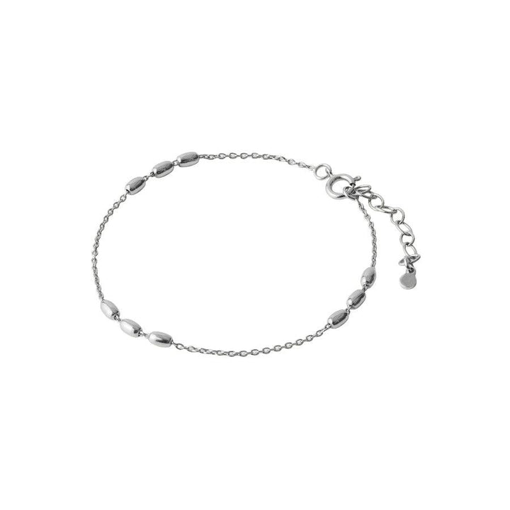 Pernille Corydon Caia bracelet in silver with oval beads, adjustable chain, Model B-730-S-1.