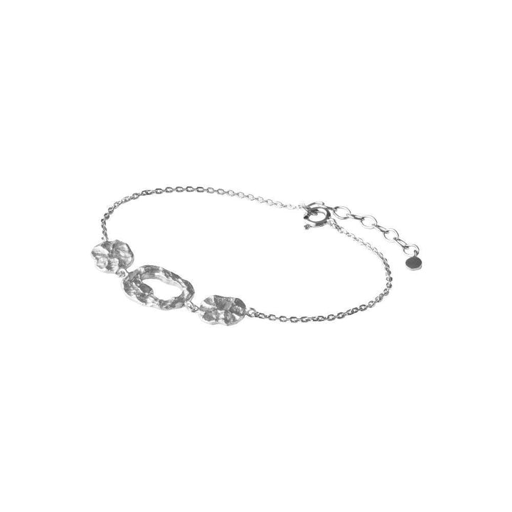 Pernille Corydon Cloud Silver Bracelet with three matte, organic shapes on fine chain, Model B-566-S