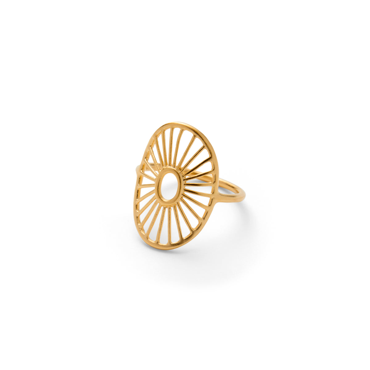 Pernille Corydon Daylight Signature Open Sunburst Design Gold Plated Ring, Model R-572-GP-001