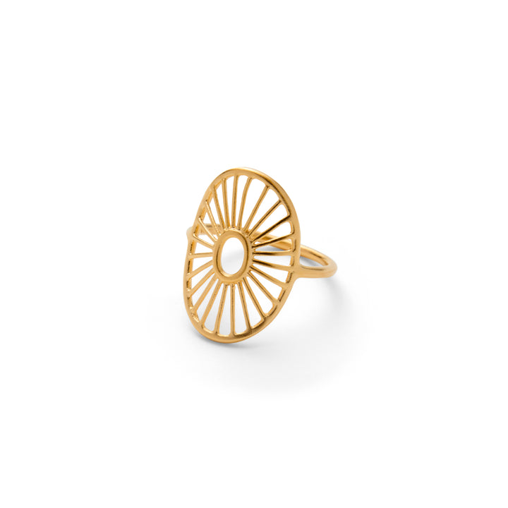 Pernille Corydon Daylight Signature Open Sunburst Design Gold Plated Ring, Model R-572-GP-001
