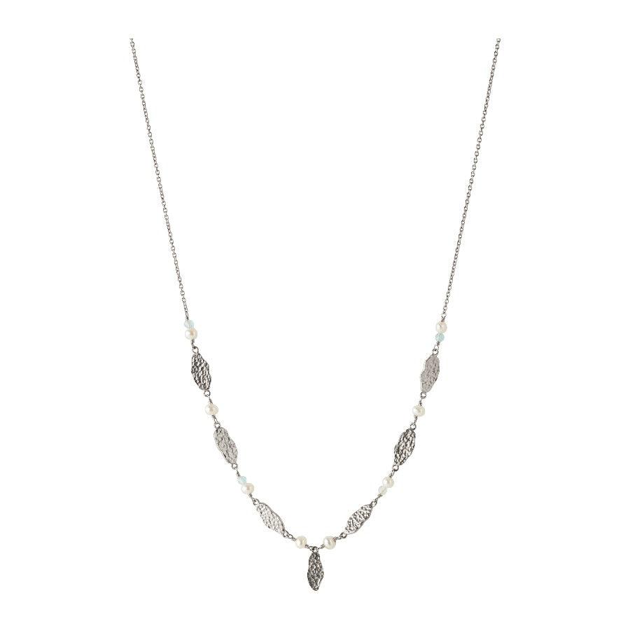 Pernille Corydon Drifting Dreams necklace in silver with matte leaves and small pearls, Model N-428-S-1.