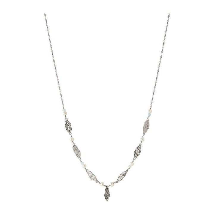 Pernille Corydon Drifting Dreams necklace in silver with matte leaves and small pearls, Model N-428-S-1.